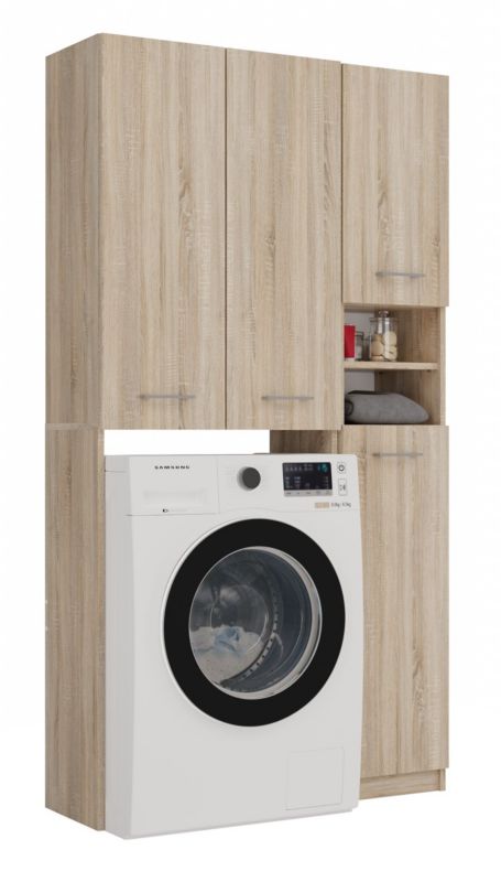 Topeshop Marpol DD badeværelsessæt med skab i Sonoma-eg 30 x 96 x 180 cm, 1 stk.