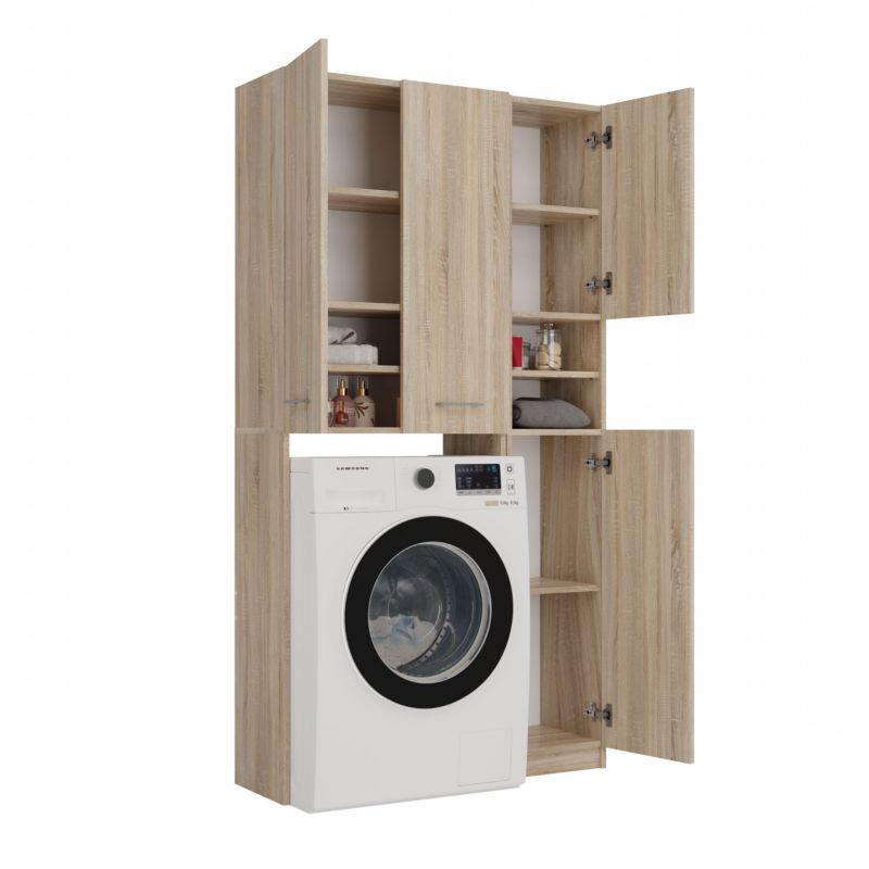 Topeshop Marpol DD badeværelsessæt med skab i Sonoma-eg 30 x 96 x 180 cm, 1 stk.