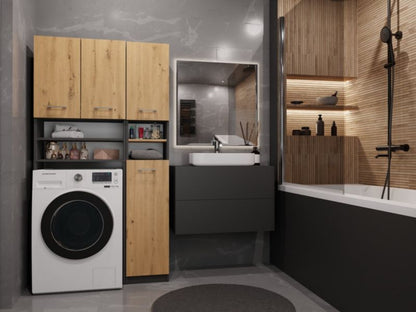 Topeshop Marpol badeværelsessæt reol skab antracit Artisan eg 30 x 96 x 180 cm 1 stk.