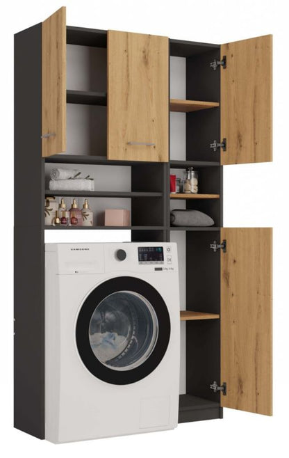 Topeshop Marpol badeværelsessæt reol skab antracit Artisan eg 30 x 96 x 180 cm 1 stk.
