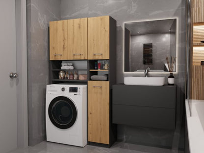 Topeshop Marpol badeværelsessæt reol skab antracit Artisan eg 30 x 96 x 180 cm 1 stk.