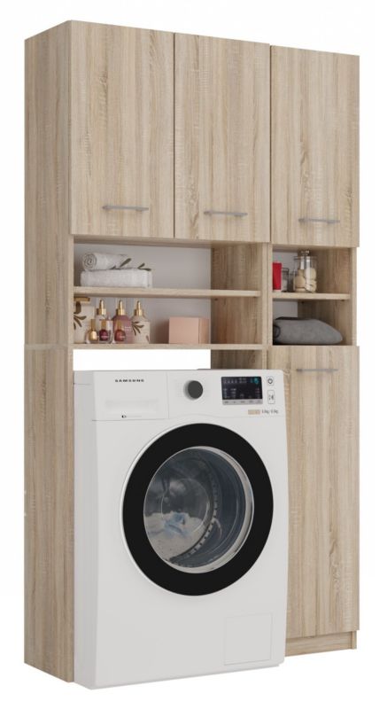 Topeshop Marpol badeværelsessæt reol og skab i Sonoma eg 30 x 96 x 180 cm, 1 stk.
