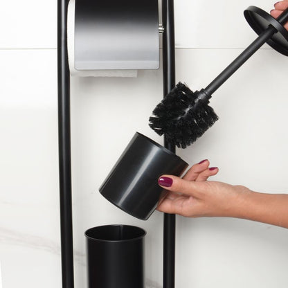 Badeværelsessæt 2-delt Toiletbørsteholder og Affaldsspand 3 L Sort Mat