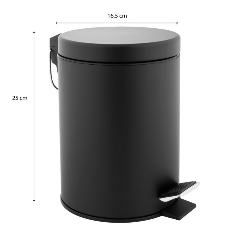 Badeværelsessæt 2-delt Toiletbørsteholder og Affaldsspand 3 L Sort Mat
