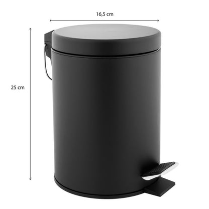 Badeværelsessæt 2-delt Toiletbørsteholder og Affaldsspand 3 L Sort Mat
