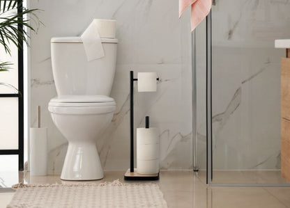 Toiletsæt 2-delt Sort Bambus Stål 45 cm