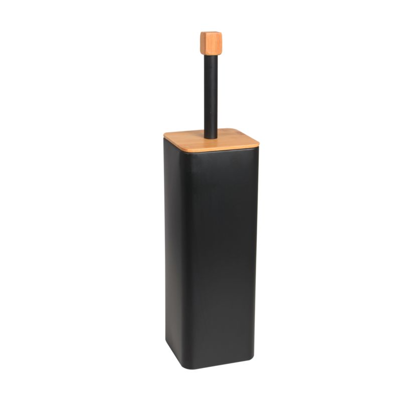 Toiletsæt 2-delt Sort Bambus Stål 45 cm