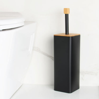 Toiletsæt 2-delt Sort Bambus Stål 45 cm