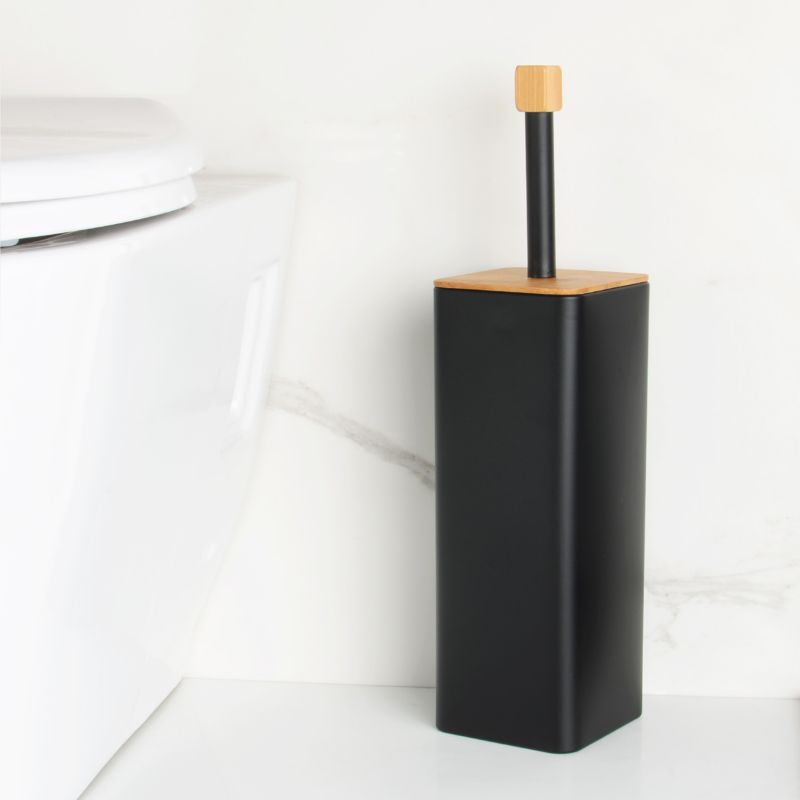Toiletsæt 2-delt Sort Bambus Stål 45 cm