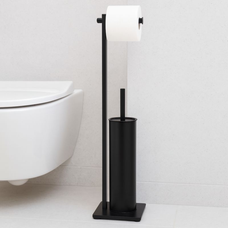 Toiletsæt 2-i-1 Sort Mat med Pedalspand 3 L, Holder og Toiletbørste