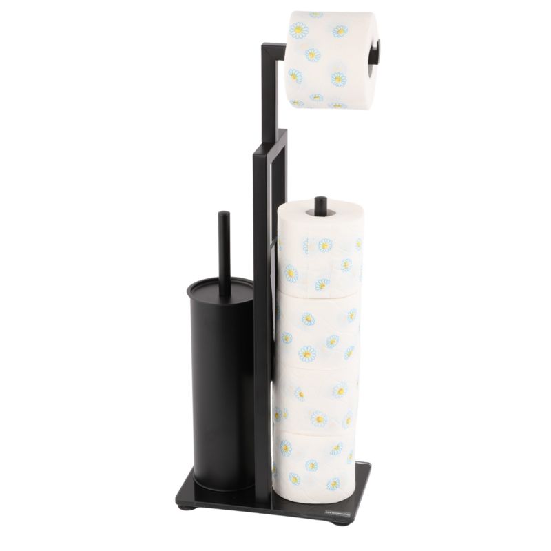 Badeværelsessæt Sort med WC-børsteholder, Toiletpapirholder og 3L Affaldsspand