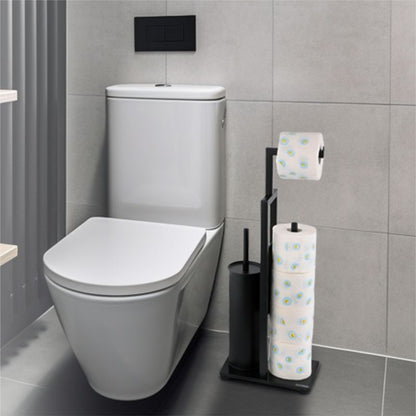Badeværelsessæt Sort med WC-børsteholder, Toiletpapirholder og 3L Affaldsspand