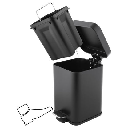 Toiletsæt Sort med Bambus 3L Pedalspand Soft Close og Holder med WC-Børste