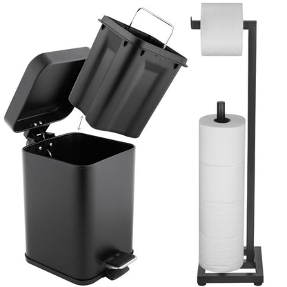 Badeværelsessæt med 3L Affaldsspand og Toiletpapirholder Mat Sort | CH.MUTI-BLK_P.PAP1-BLK