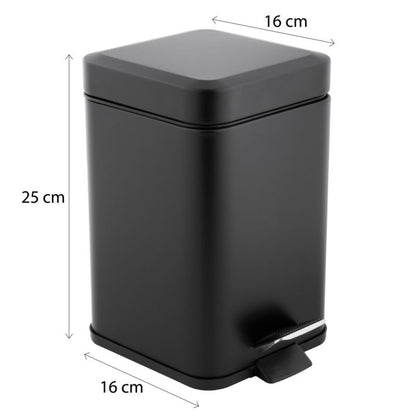 Badeværelsessæt med 3L Affaldsspand og Toiletpapirholder Mat Sort | CH.MUTI-BLK_P.PAP1-BLK