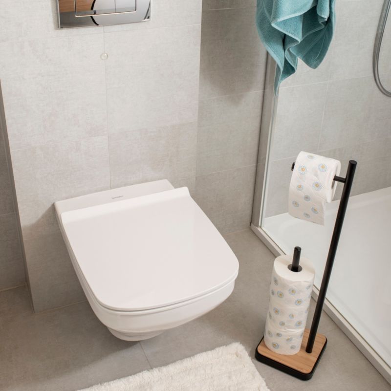 Badeværelsessæt med 3 L Pedalspand og Toiletpapirstativ med Bambus | CH.MUTI-BLK_P.SAGA