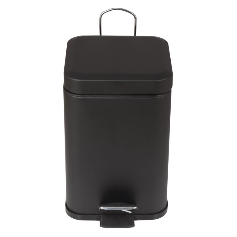 Badeværelsessæt med Toiletbørsteholder, Toiletrulleholder og Pedalspand 3 L Sort