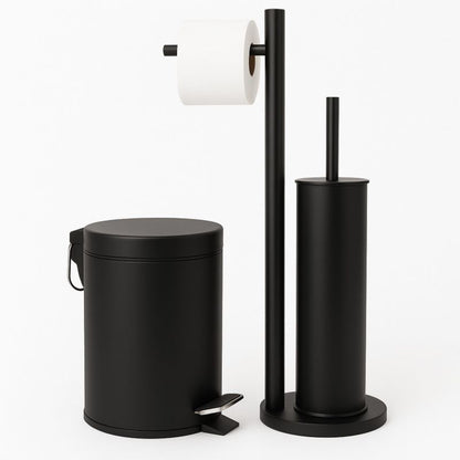 Badeværelsessæt med Pedalspand 3 L og Toiletbørsteholder Sort Mat