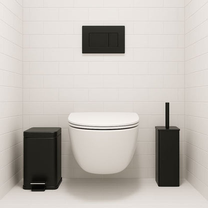 Toiletsæt med Skraldespand 3 L og Toiletbørste Sort Mat Stål