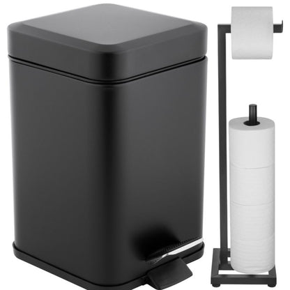 Badeværelsessæt med Skraldespand og Toiletpapirholder Mat Sort | CH.MUTI-SC-BLK_P.PAP1-BLK