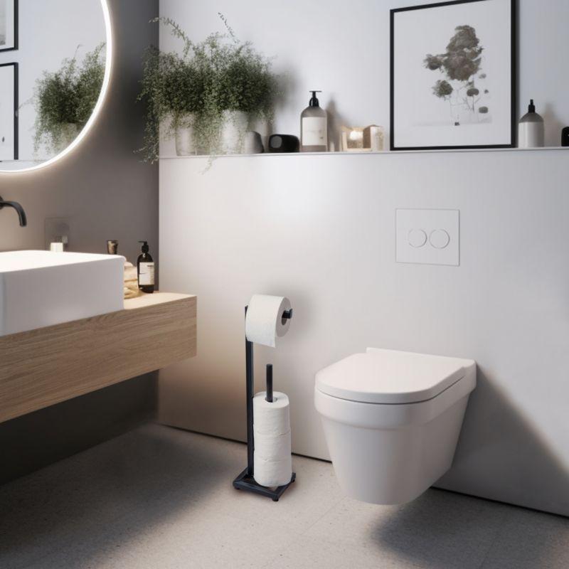 Badeværelsessæt med Skraldespand og Toiletpapirholder Mat Sort | CH.MUTI-SC-BLK_P.PAP1-BLK