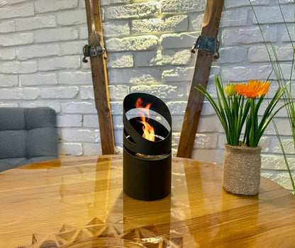 Fritstående Biokamin TUBE 18,9x9,4 cm Sort Mat med Bioethanol