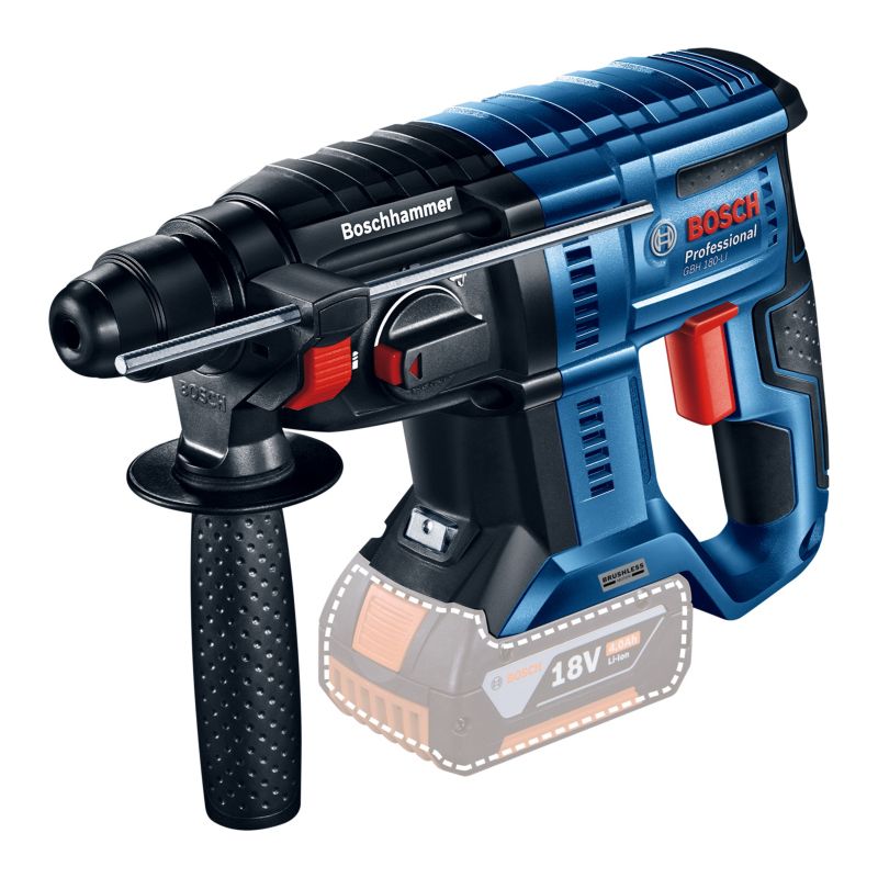 Bosch sæt med skruemaskine GSR 185 + vinkelsliber GWS 180 + hammer GBH 180 2 x 4,0 Ah + taske