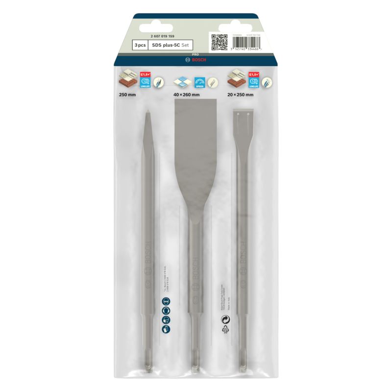 Bosch SDS+ mejselsæt 0/20/40 mm, 3 dele