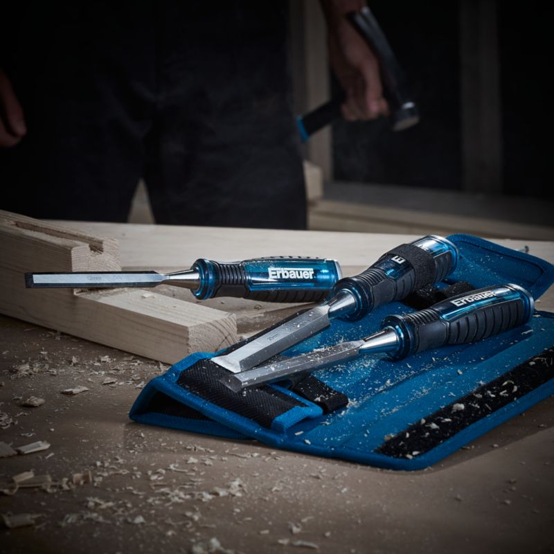 Erbauer sæt med 3 træmejsler