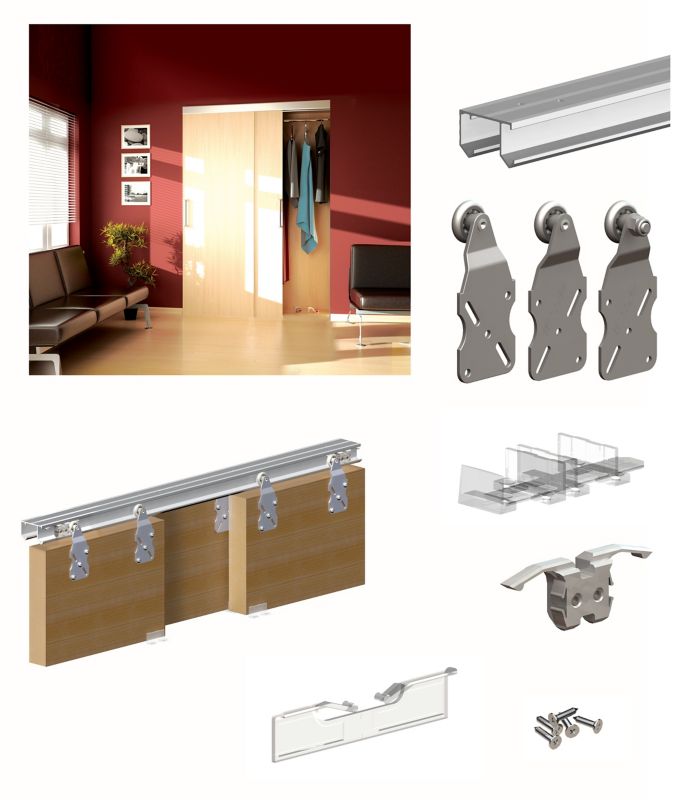 Sæt til 3-fløjet skydedør Valcomp Horus 2400 mm
