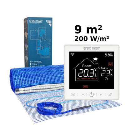 Gulvvarmesæt 9 m² 200 W/m² med Wi-Fi Termostat | THM200