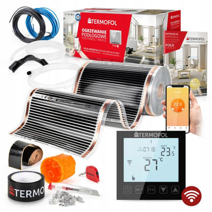 Infrarød Varmefolie Sæt 60W 50 cm med WiFi Sort | 5907599620044