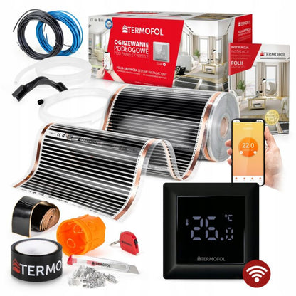 Infrarød Varmefolie Sæt 80W 50 cm 2 m² TF-H6 Sort WiFi
