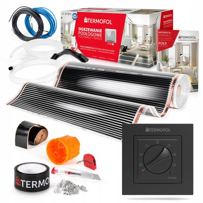 Infrarød Varmefolie Sæt 100 cm 60W 1 m² TF-H3 Sort
