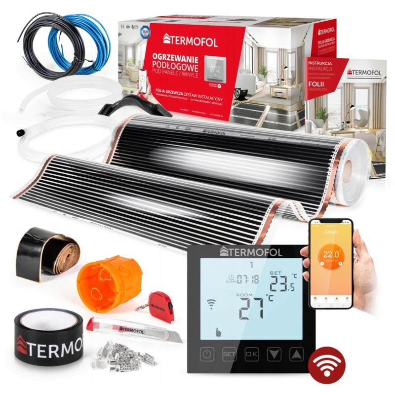 Infrarød Varmefolie Sæt 80W 100 cm 24 m² WiFi Sort | 5907599619505