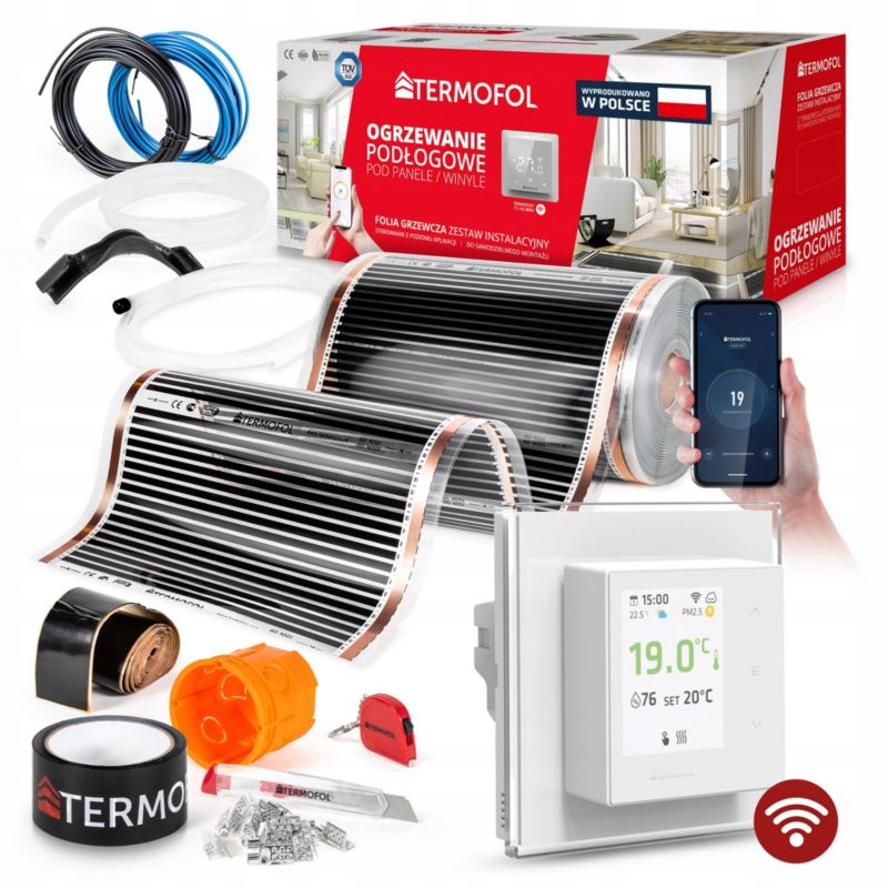 Infrarød Varmefolie Sæt 140W 50 cm 1 m² H7 Hvid med WiFi