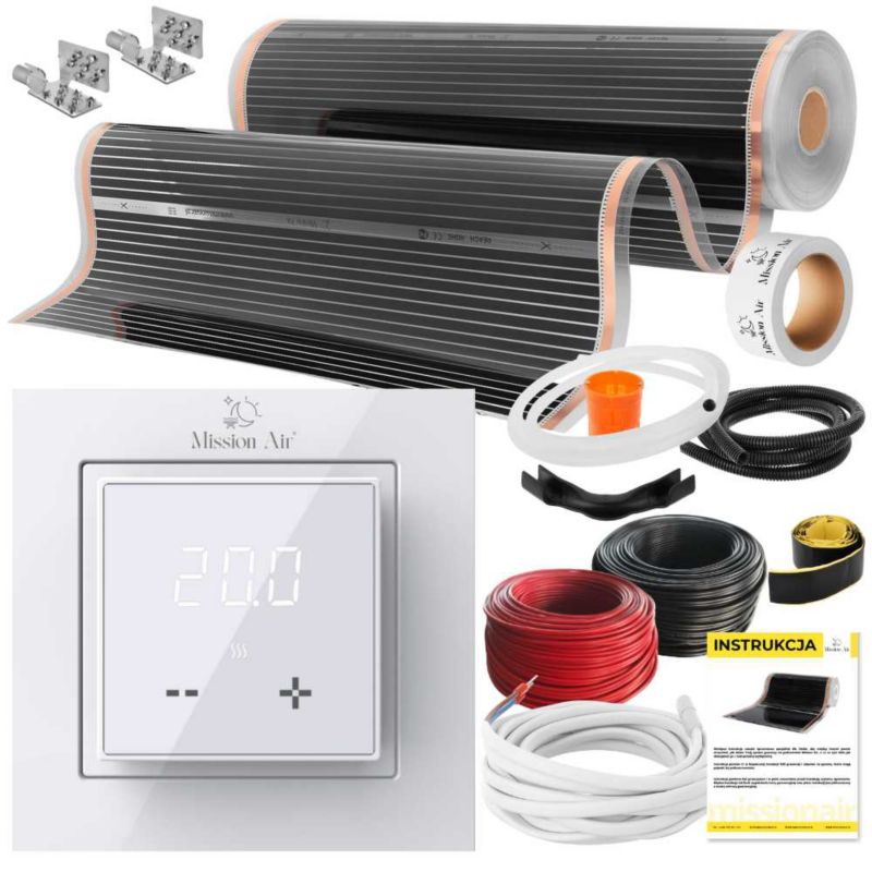 Varmefoliesæt IR SILVER 160W 16 m² 100 cm med Aries LCD Termostat