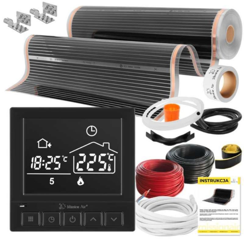 Varmefolie Sæt IR SILVER 160W 3 m² 100 cm med Termostat Taurus Sort
