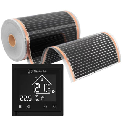 Varmefoliesæt Infrarød 160W 22 m² 50 cm med Libra Termostat Sort