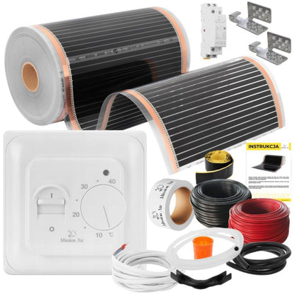 Infrarød Varmefolie Sæt 160W 24 m² Bredde 50 cm Hvid Termostat