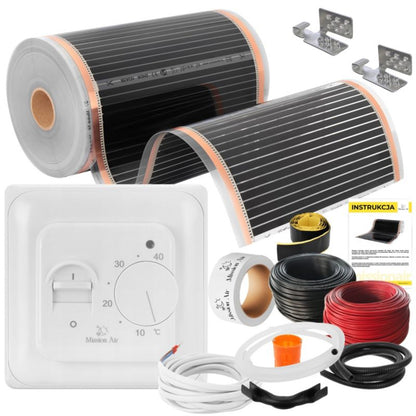 Infrarød Varmefolie Sæt 160W 3 m² 50 cm med Termostat Hvid