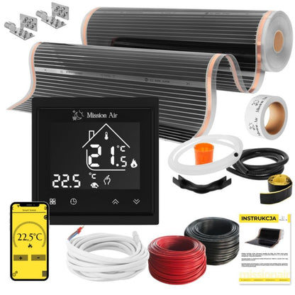 Varmefoliesæt 160W 5 m² 100 cm Sort Libra Termostat