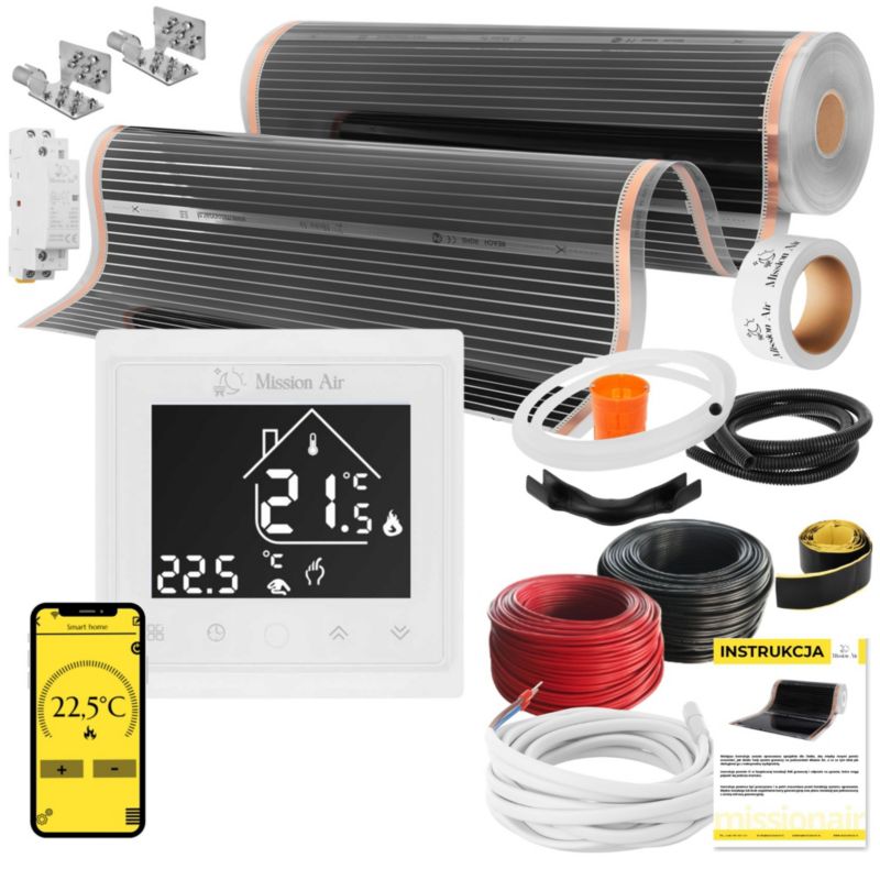 Infrarød Varmefolie Sæt 160W 28 m² 100 cm med Libra Termostat Hvid