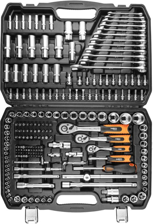 NEO sæt med skruenøgler 1/2" 3/8" 1/4" – 216 dele