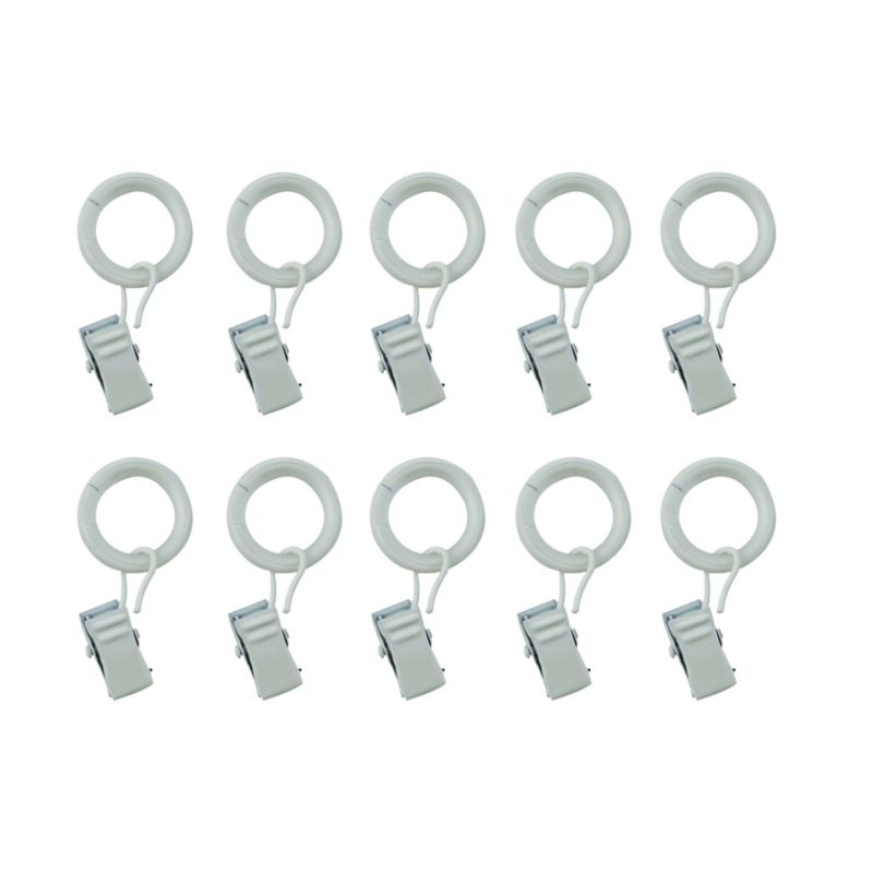 GoodHome Nisis sæt med ringe og klemmer, hvid 10 mm