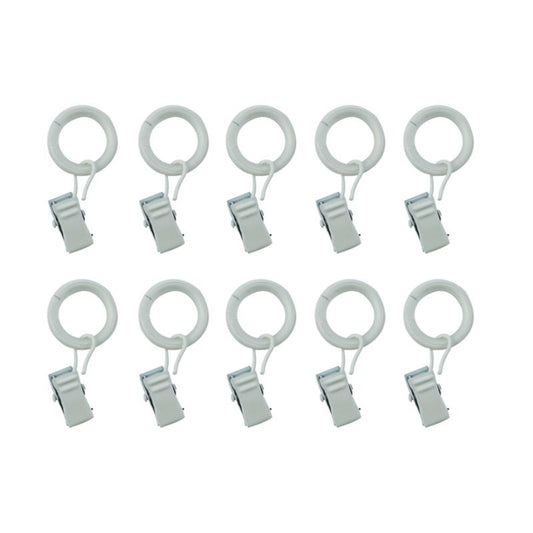 GoodHome Nisis sæt med ringe og klemmer, hvid 10 mm