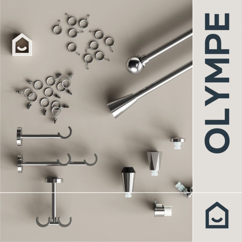 GoodHome Olympe 16/19 sæt med 10 støjsvage gardinringe med klemmer