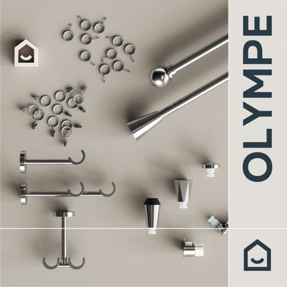 GoodHome Olympe 16/19 sæt med 10 støjsvage gardinringe med klemmer