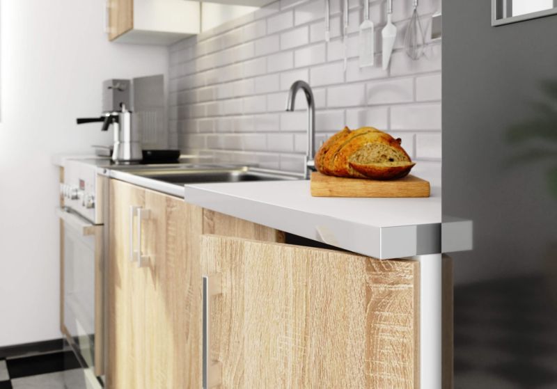 Køkkensæt Akord Lima 2,4 m Hvid 240 cm 11 døre 1 skuffe farve Sonoma Eg mat 12 hylder 240x44,5x203 cm 1 sæt