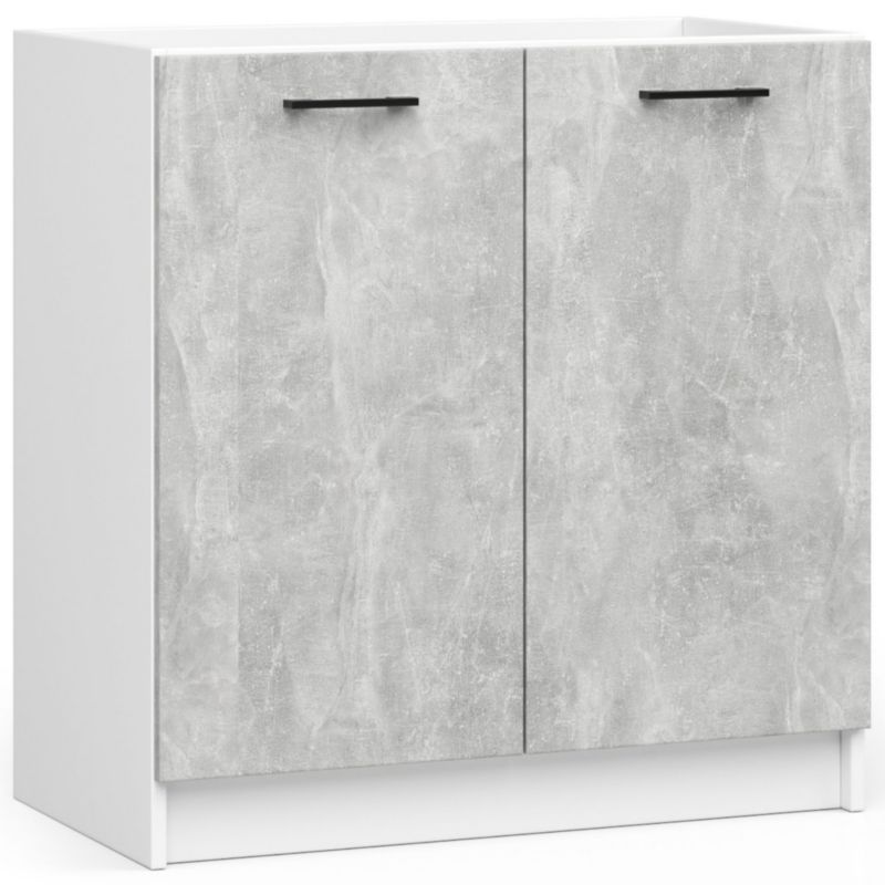 Akord Oliwia køkkensæt 1,8 m hvid 180 cm 7 døre 1 skuffe beton mat farve 8 hylder 180x46x203 cm 1 sæt